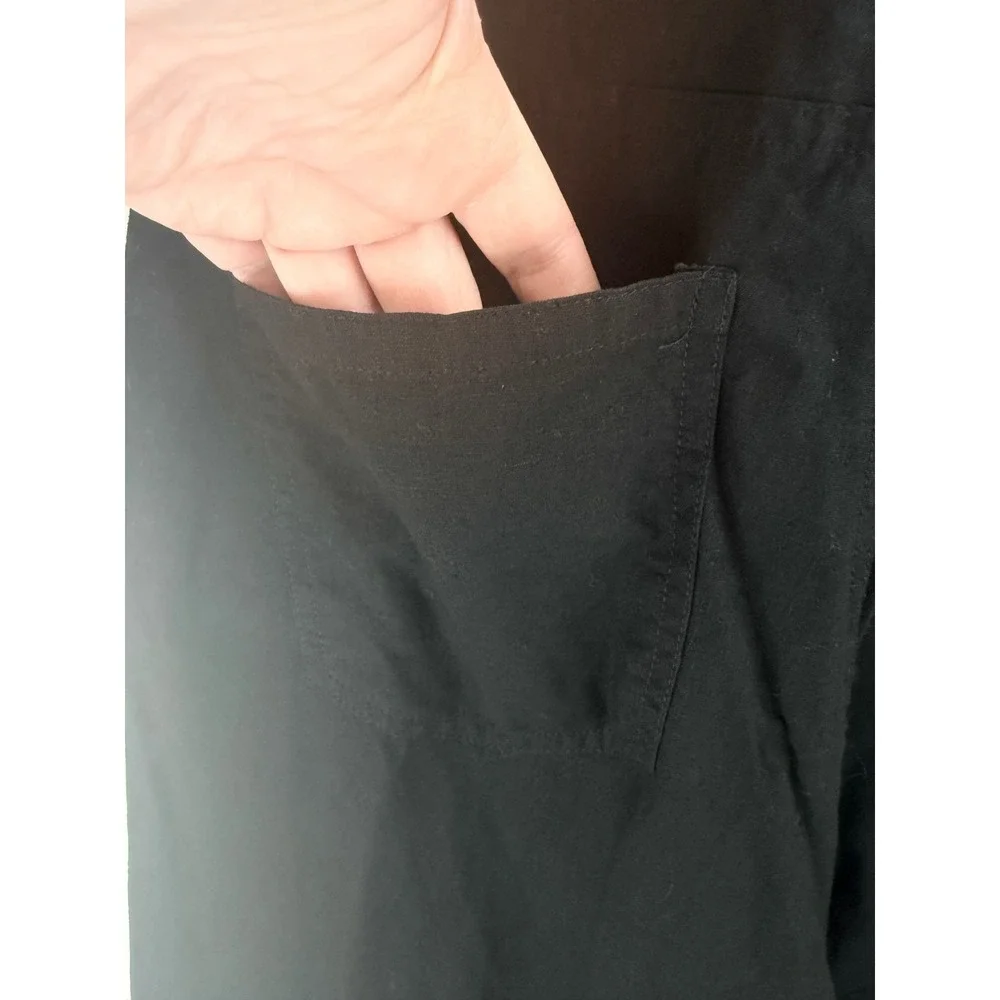 Billabong Black Button Front Wide Leg Jumpsuit Cropped Linen‎ Belted Sz M Beachy
